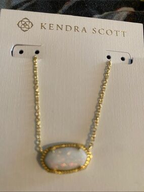 Kendra Scott Gold White Opal Bezel Necklace